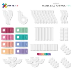 Connetix Tiles - Pastel 106 Piece Ball Run Pack -Kids Toy Shop 106PastelBallRunPackContents
