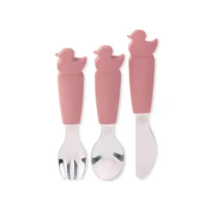 Eco Rascals Silicone Duck Cutlery Set - Rose