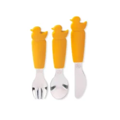 Eco Rascals Silicone Duck Cutlery Set - Mustard