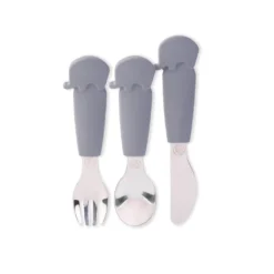 Eco Rascals Silicone Elephant Cutlery Set - Silver