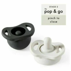 Pop & Go Pacifier - Cream Of The Crop + Coal Mate (Twin Pack) -Kids Toy Shop Doddle Co Pop and GoTwin Pack Cream