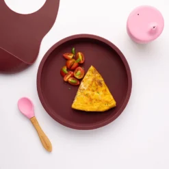Eco Rascals Silicone Plate With Removable Divider - Burgundy -Kids Toy Shop Ecosiliconeplaterecipes 056
