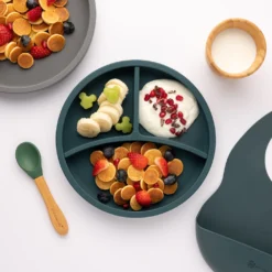 Eco Rascals Silicone Plate With Removable Divider - Teal -Kids Toy Shop Ecosiliconeplaterecipes 104