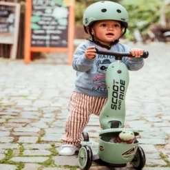 Scoot And Ride - Highway Kick 1 Lifestyle 2in1 Scooter Green Lines -Kids Toy Shop HWK1L GREENLINES STAND BOY 5357 fullres