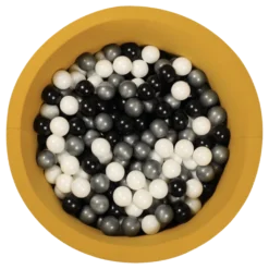 Larisa & Pumpkin Mustard Ball Pit + Black/White/Silver Balls