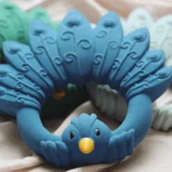 Natruba Peacock Teether - Blue -Kids Toy Shop Natrubabluefocus
