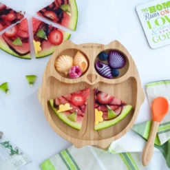 Eco Rascals Bamboo Suction Plate - Owl -Kids Toy Shop OrangeOwl3