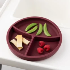 Eco Rascals Silicone Plate With Removable Divider - Burgundy -Kids Toy Shop RedPlateLandscapelowres 1