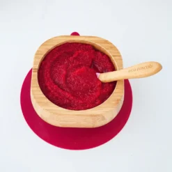 Eco Rascals Bamboo Suction Bowl & Spoon Set (Various Colours) -Kids Toy Shop Redbowl3