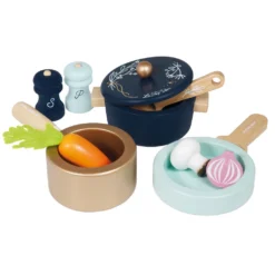 Le Toy Van Pots & Pans Set -Kids Toy Shop TV301 pots and pans utensils vegetables cooking