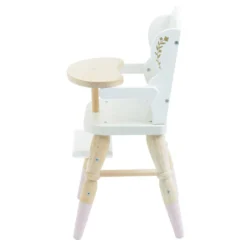 Le Toy Van Doll High Chair -Kids Toy Shop TV601 White Pink Gold Wooden Doll High Chair Side