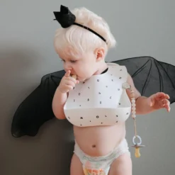 Mushie Silicone Bib - White Letters -Kids Toy Shop image1 3