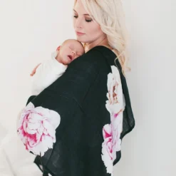 Miilk Muslin - Black Peonies -Kids Toy Shop miilk muslin black peonies lifestyle new 1800x1800 bfa33be6 85fe 4bfe bbfc cd7b67821ffb